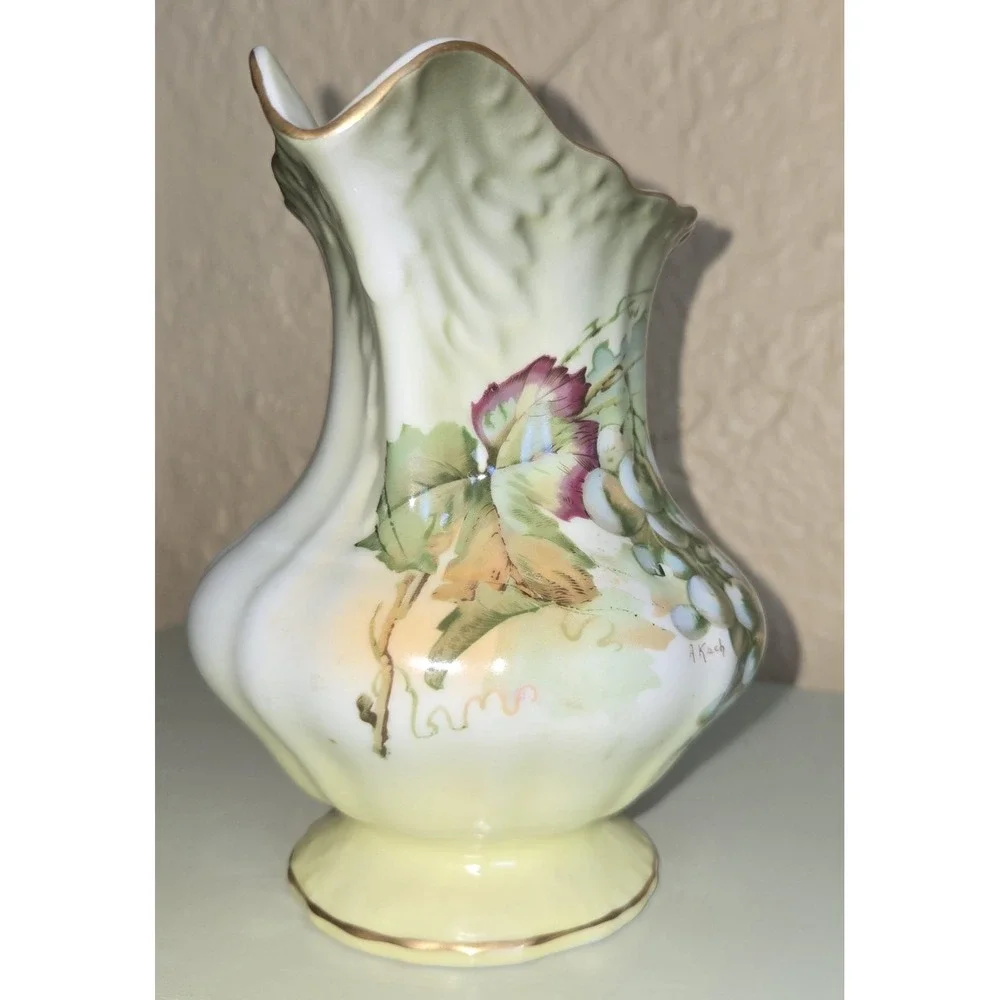 Zeh Scherzer & Co.  Bavaria‎ Pitcher Vintage Grape Motif Hand Painted